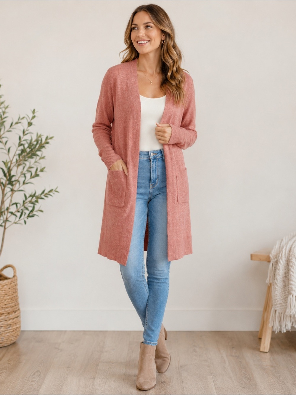 J.Crew Mercantile Dusty Rose Longline Cardigan XS